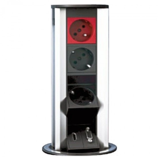 Çetinkaya P03 08 02 Fırçalı Silindir Priz Kasası Seti 8 Modül A:330 B:120 Siyah